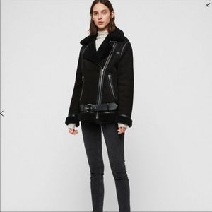 All Saints Reí Shearling Moto Jacket